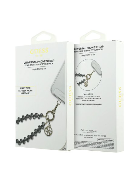 GUESS – Correa de Muñeca Negra con Cristales y Charms