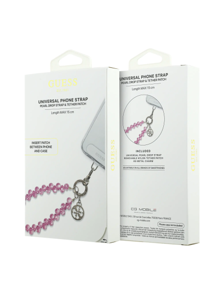 GUESS – Correa de Muñeca Rosa con Cristales y Charms