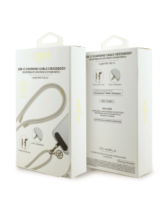 GUESS – Cuerda de Nylon 2 en 1 Beige – Correa Bandolera y Cable de Carga C-C