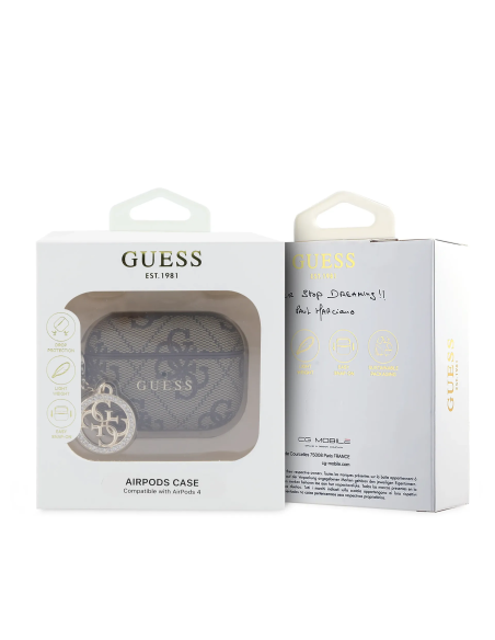 GUESS – Brown Classic Print AirPods 3 Case with 4G Logo and Charm