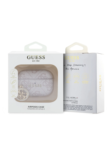 GUESS – Pink AirPods 3 Case with Classic Print, 4G Logo and Charm