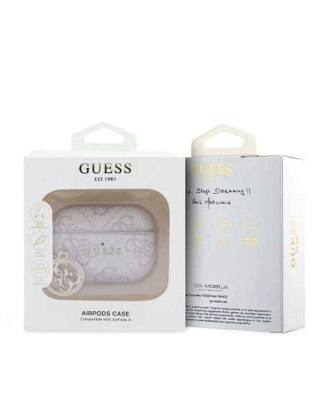 GUESS – Pink AirPods 3 Case with Classic Print, 4G Logo and Charm