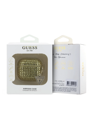 GUESS – Gold Sparkling Stone AirPods 4 Case with Charm