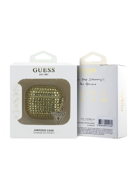 GUESS – Gold Sparkling Stone AirPods 4 Case with Charm