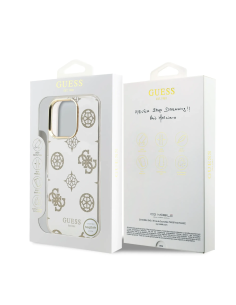 GUESS – Funda iPhone 16 Pro Max con MagSafe Acabado Espejo y Diseño de Peonías Doradas