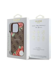 GUESS – Funda iPhone 16 Pro Max de Polipiel Marrón con MagSafe y Logo Clásico
