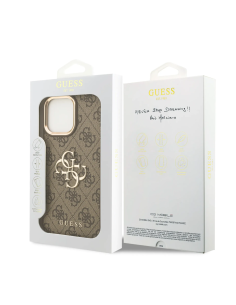 GUESS Case for iPhone 16 Pro Max PU Finish and 4G Logo (Brown)