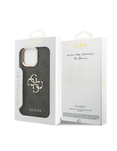 Funda GUESS para iPhone 16 Pro Max efecto piel y logotipo 4G (Negro)