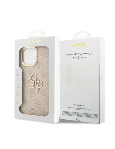 GUESS Case for iPhone 16 Pro Max PU Finish and 4G Logo (Pink)