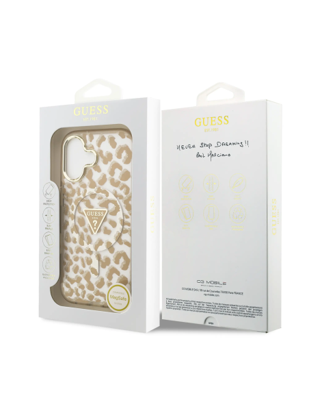 Funda GUESS para iPhone 17 con MagSafe y estampado de leopardo (Camel)