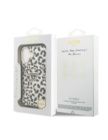 Funda GUESS para iPhone 17 con MagSafe y estampado de leopardo (Negro)