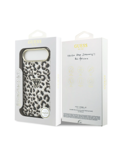 Funda GUESS para iPhone 17 Air con MagSafe y estampado leopardo (Negro)