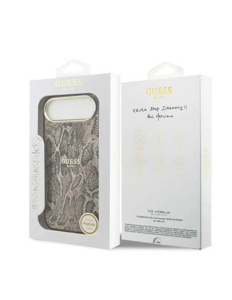 Funda GUESS iPhone 17 Air PC+TPU MagSafe Estampado Pitón Marrón