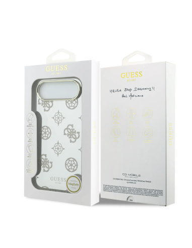 Funda GUESS iPhone 17 Air TPU Magsafe Espejo Peonías con Brillos Dorado