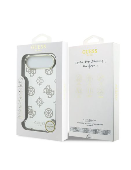 Funda GUESS iPhone 17 Air TPU Magsafe Espejo Peonías con Brillos Dorado