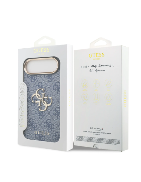 Funda GUESS para iPhone 17 Air efecto piel y logotipo 4G (Azul)