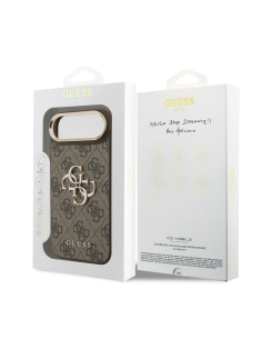 Funda GUESS para iPhone 17 Air efecto piel y logotipo 4G (Marrón)