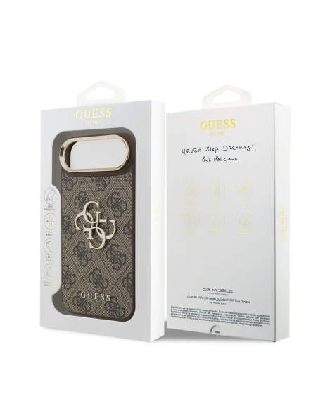 Funda GUESS para iPhone 17 Air efecto piel y logotipo 4G (Marrón)