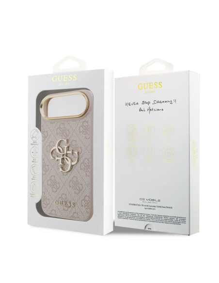 Funda GUESS para iPhone 17 Air efecto piel y logotipo 4G (Rosa)