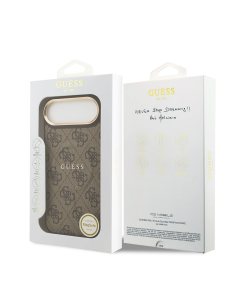 GUESS – Funda iPhone 17 Air en Polipiel Marrón con MagSafe y Logo Clásico