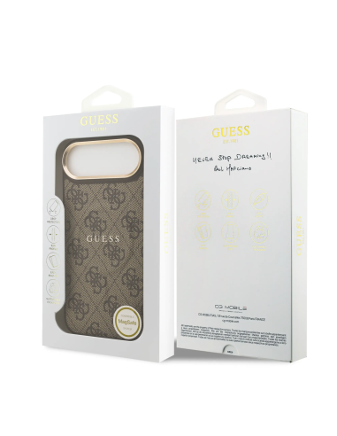 GUESS – Funda iPhone 17 Air en Polipiel Marrón con MagSafe y Logo Clásico