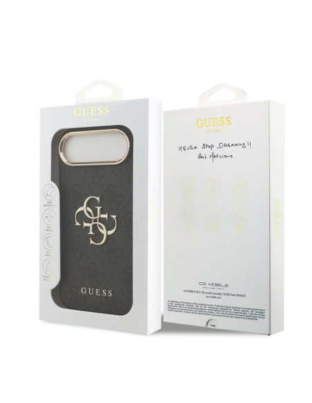 Funda GUESS para iPhone 17 Air efecto piel y logotipo 4G (Negro)