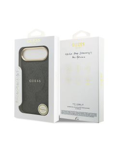 Funda GUESS iPhone 17 Air Polipiel Negra con MagSafe Logo Clásico