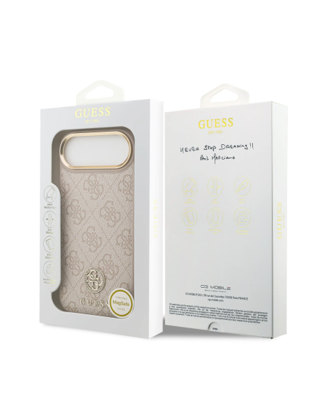 GUESS – Funda iPhone 17 Air en Polipiel Rosa con Logo 4G de Strass