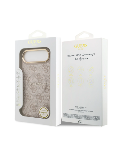 GUESS – Funda iPhone 17 Air en Polipiel Rosa con MagSafe y Logo Clásico