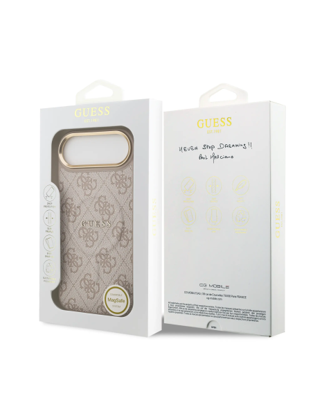 Funda GUESS iPhone 17 Air Polipiel Rosa con MagSafe Logo Clásico