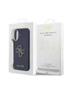 GUESS iPhone 17 Case with Leather-Textured Finish and 4G Logo (Navy Blue)