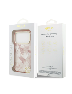 GUESS – Funda iPhone 17 Pro (PC + TPU) con MagSafe y Estampado Selvático en Color Rosa