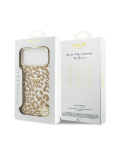 Funda GUESS para iPhone 17 Pro con MagSafe y estampado de leopardo (Camel)