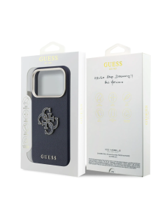 Funda GUESS para iPhone 17 Pro acabado texturizado y logotipo 4G (Azul marino)