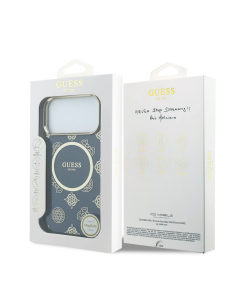GUESS – Funda iPhone 17 Pro Max Rígida Azul Multilogo