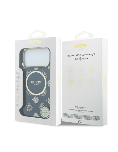 GUESS – Funda iPhone 17 Pro Max Rígida Azul Multilogo