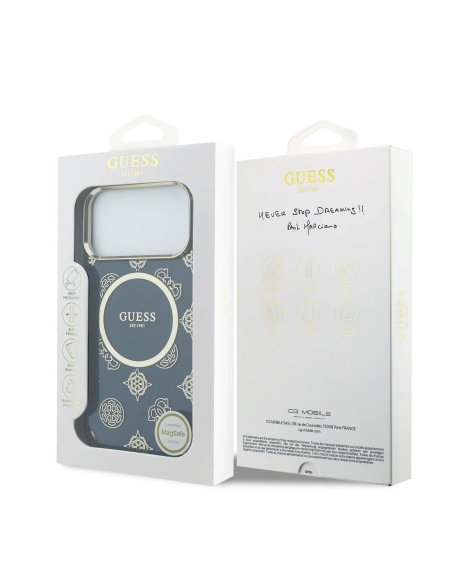 GUESS – Funda iPhone 17 Pro Max Rígida Azul Multilogo