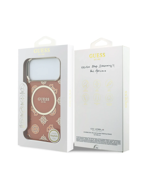 GUESS – Funda iPhone 17 Pro Max Rígida Naranja Multilogo