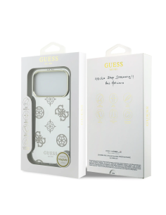 GUESS – Funda iPhone 17 Pro Max con MagSafe Acabado Espejo y Diseño de Peonías con Brillos Dorados
