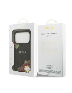 GUESS – Funda iPhone 17 Pro Max con MagSafe Estampado 4G con Flores en Negro
