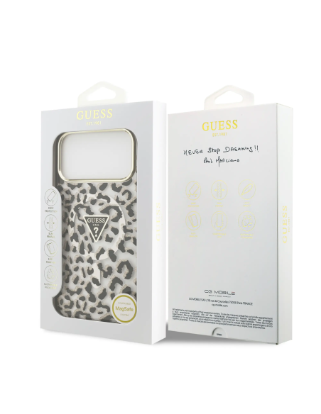 GUESS Case for iPhone 17 Pro Max with MagSafe and Leopard Print (Black)