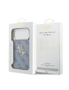 GUESS Case for iPhone 17 Pro Max PU Finish and 4G Logo (Blue)