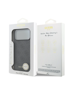 GUESS – Funda iPhone 17 Pro Max en Color Negro con Logo 4G y Charm Dorado
