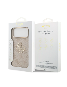 Funda GUESS para iPhone 17 Pro Max efecto piel y logotipo 4G (Rosa)