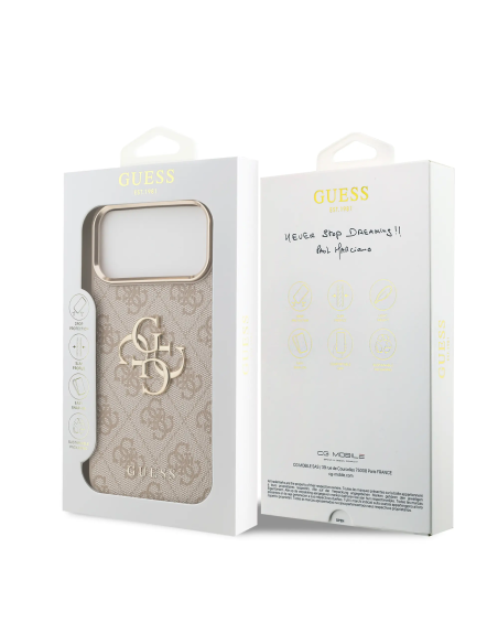 Funda GUESS para iPhone 17 Pro Max efecto piel y logotipo 4G (Rosa)