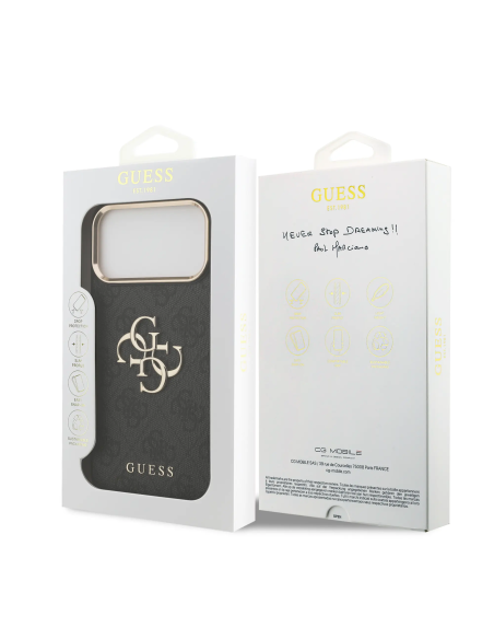 GUESS Case for iPhone 17 Pro Max PU Finish and 4G Logo (Black)