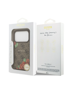 GUESS – Funda iPhone 17 Pro con MagSafe y Estampado 4G Floral en Color Marrón