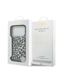 GUESS Case for iPhone 17 Pro with MagSafe and Leopard Print (Black)