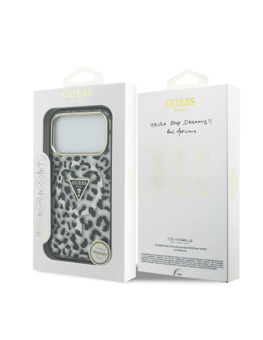 GUESS Case for iPhone 17 Pro with MagSafe and Leopard Print (Black)