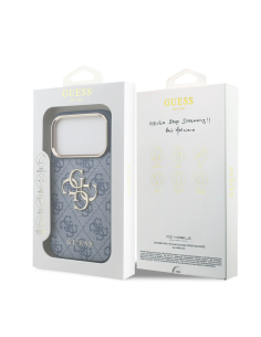 GUESS Case for iPhone 17 Pro PU Finish and 4G Logo (Blue)